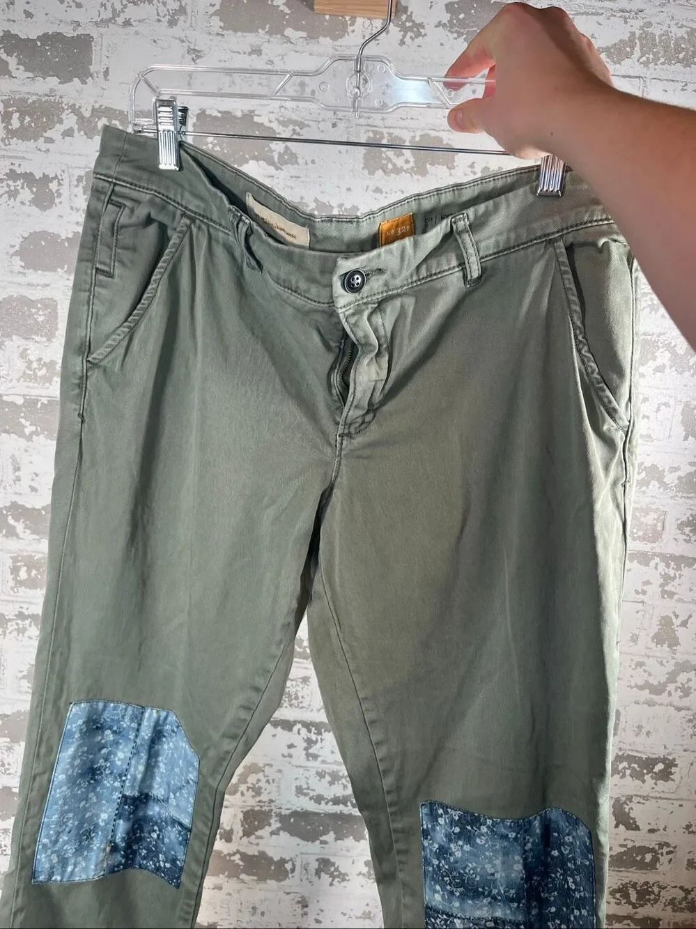 Pilcro & Letterpress | women hyphen fit green patchwork pants
